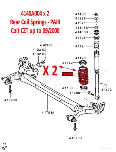 Standard Rear Coil Springs - PAIR - Mitsubishi Colt CZT up to 09/2008