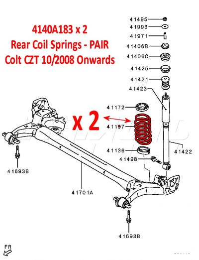 Standard Rear Coil Springs - PAIR - Mitsubishi Colt CZT 10/2008 onwards
