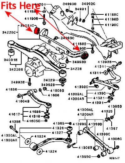 Superflex - Mitsubishi Evo 4 5 6 Diff/Rear Support Bracket Mount Kit #2