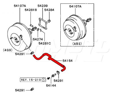 Brake Servo Vacuum Hose - Mitsubishi FTO V6 DE3A