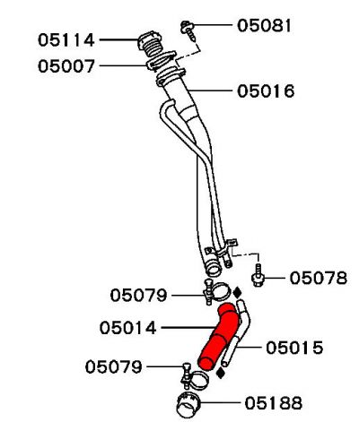 Fuel Filler Neck Large Bottom Hose to Tank - FTO