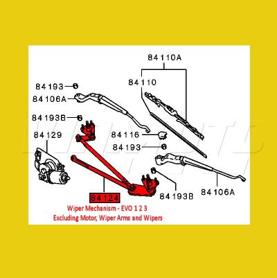 Wiper Mechanism - Mitsubishi Lancer EVO 123 CD9A CE9A