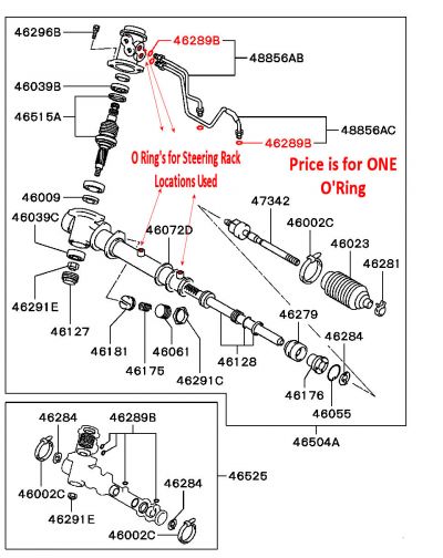 O Ring - Steering Rack Pipe - Mitsubishi FTO