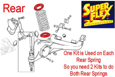 Superflex - Triumph TR4A TR5 TR6 Rear Coil Spring Insulator Std Kit #2
