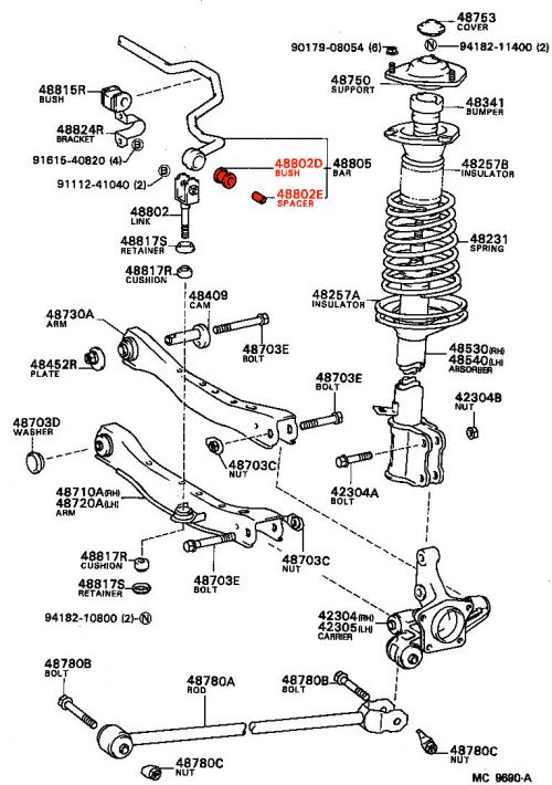 Superflex-Toyota Corolla GT FWD AE82 83-87 Rear ARB Link Eye Upper Kit #2