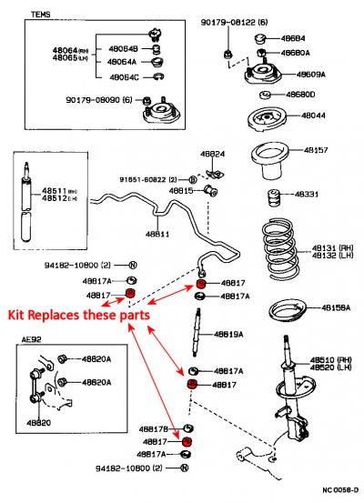 Superflex - Toyota Corolla AE92 AE94 AE95 89-91 Front ARB Link Pin Kit #2