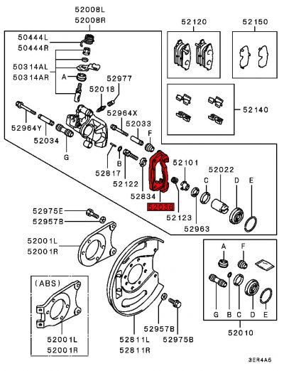 Rear Brake Caliper Mounting Bracket - Mitsubishi Lancer EVO 1 2 3 #4