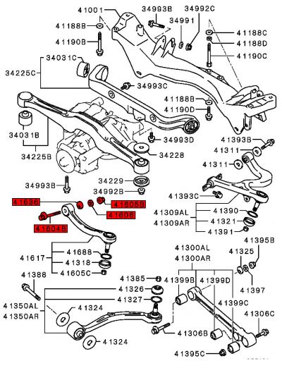 Rear Toe Control Arm Adjustable Bolt Kit - Mitsubishi Lancer EVO 4 CN9A #2