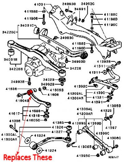 Superpro -Mitsubishi Evo 4 5 6 Rear Toe Control Arm Inner Kit #2