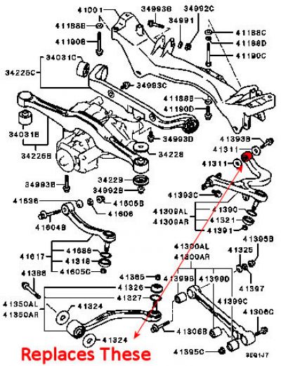 Superflex - Mitsubishi Evo 4 5 6 Rear Upper Wishbone Rear Bush Kit #2