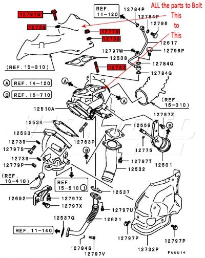 Manifold to Turbo Bolts/Studs Nuts & Washers Kit - Mitsubishi EVO 9 CT9A