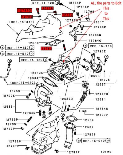 Manifold to Turbo Bolts/Studs Nuts & Washers Kit - Mitsubishi EVO 4 CN9A