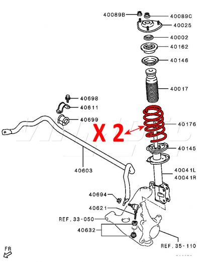 Standard Front Coil Springs - PAIR - Mitsubishi Colt CZT 1.5 Turbo Z37A up to 09/2008