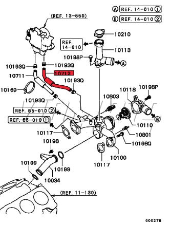 Throttle Body Coolant Hose 10712 - FTO V6 MD323393
