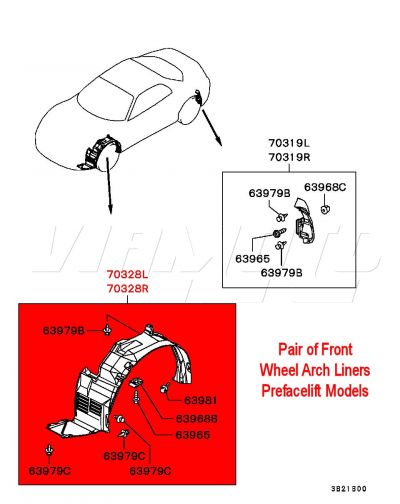 Front Wheel Arch Liners - PAIR - SPECIAL OFFER - Mitsubishi FTO Non Facelift to 01/1997