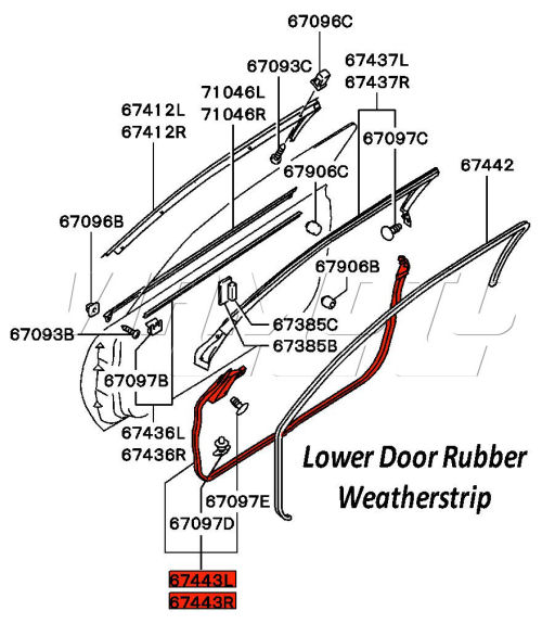 Lower Door Rubber - Weatherstrip -Mitsubishi FTO