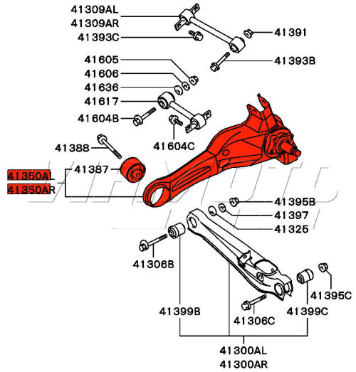 Rear Trailing Arm and Stub Axle - Mitsubishi FTO
