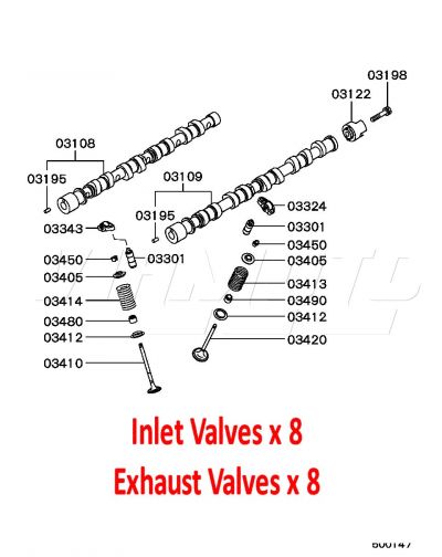 Complete Set of Inlet/Exhaust Valves - Mitsubishi Lancer 1.8 GSR - ALL
