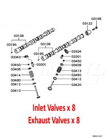 Complete Set of Inlet/Exhaust Valves - Mitsubishi Lancer 1.8 GSR - ALL