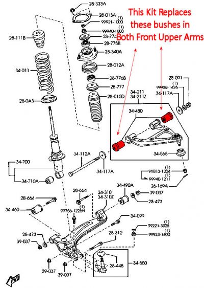 Superflex - Mazda MX5 98-04 Front Upper Wishbone Inner Bush Kit #2