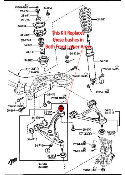 Superflex -Mazda MX5 05-On Front Control Arm Lower Inner Rr Kit-Offset #2