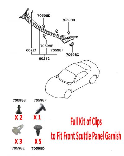 Front Scuttle Panel - Clip Set - Mitsubishi FTO