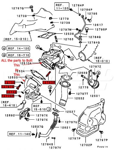 Turbo to Turbo Elbow Bolts/Studs Nuts & Washers Kit - Mitsubishi EVO 9 CT9A